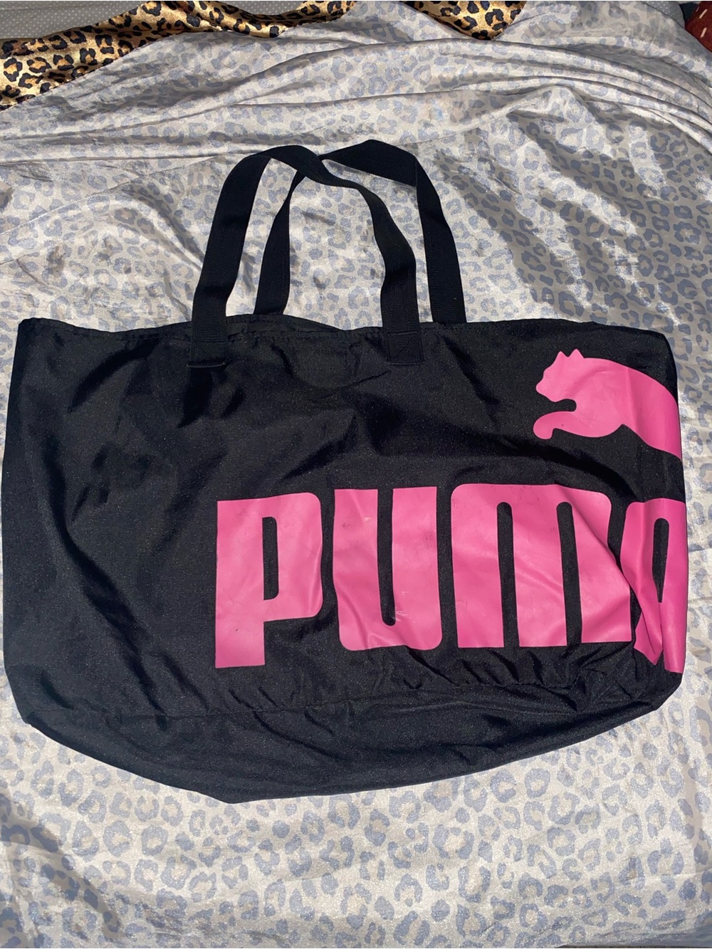 Puma Black Tote with Hot Pink Logo
